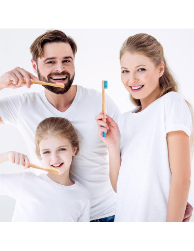 Cepillos de Dientes de Bambú ECOETBOO 10 Paquete Cerda Dura