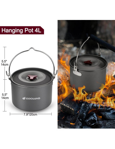 Kit de Cocina Camping Odoland 22 Piezas para 4 Personas