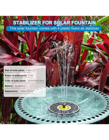 Fuente Solar Yzert para Baño de Aves 3.5W con 7 Boquillas Fuente Solar Yzert para Baño de Aves 3.5W con 7 Boquillas