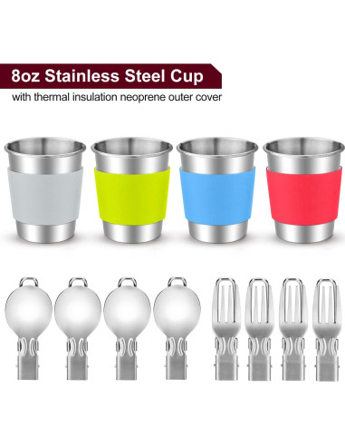 Kit de Cocina Camping Odoland 22 Piezas para 4 Personas