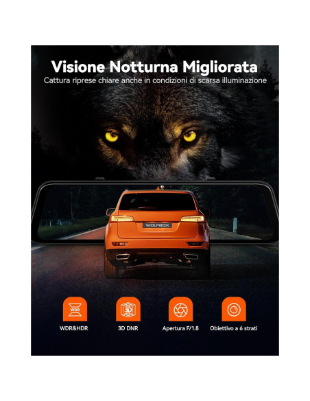 Cámara de tablero espejo WOLFBOX G850 PRO 4K con ADAS Cámara de tablero espejo WOLFBOX G850 PRO 4K con ADAS