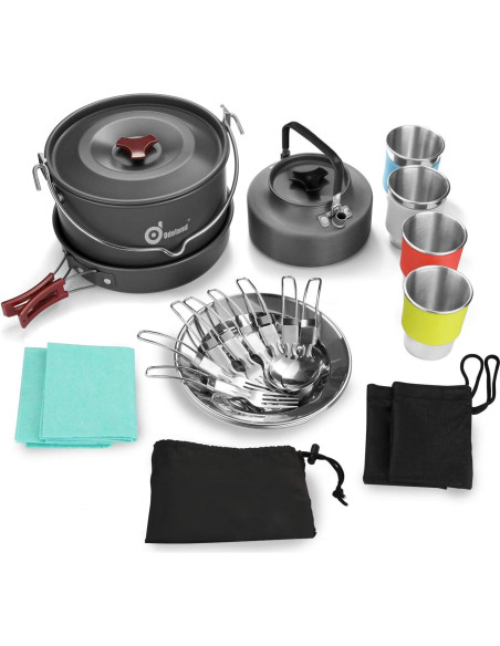 Kit de Cocina Camping Odoland 22 Piezas para 4 Personas Kit de Cocina Camping Odoland 22 Piezas para 4 Personas