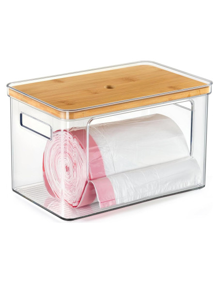 Organizador Apilable Hudgan con Tapa de Bambú 124L Organizador Apilable Hudgan con Tapa de Bambú 124L