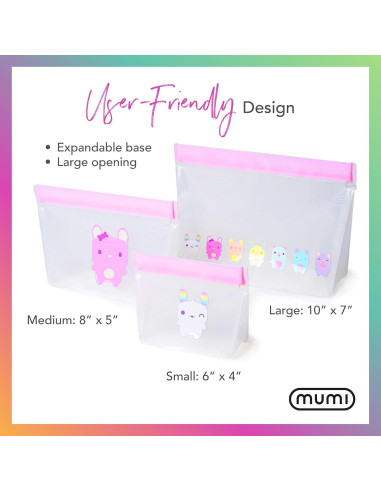Set de 3 Bolsas Reutilizables MUMI Piccolo Silicona 25.4x17.8cm
