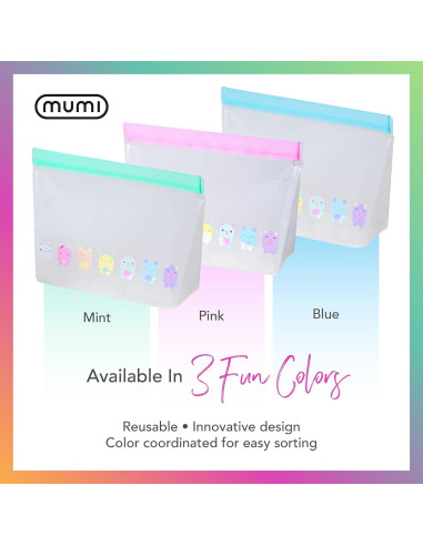 Set de 3 Bolsas Reutilizables MUMI Piccolo Silicona 25.4x17.8cm