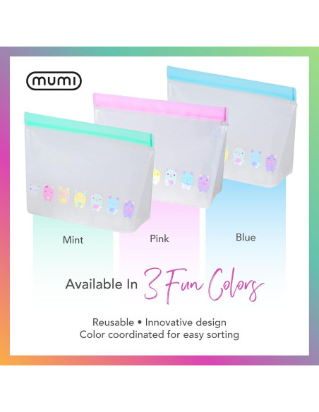 Set de 3 Bolsas Reutilizables MUMI Piccolo Silicona 25.4x17.8cm Set de 3 Bolsas Reutilizables MUMI Piccolo Silicona 25.4x17.8cm