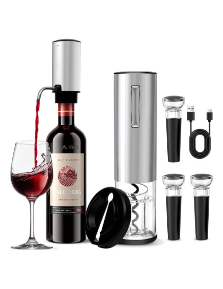 Juego de Abridor de Vino Eléctrico D-DING 4 en 1 Acero Inoxidable Juego de Abridor de Vino Eléctrico D-DING 4 en 1 Acero Inoxidable