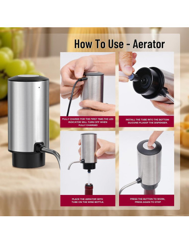 Juego de Abridor de Vino Eléctrico D-DING 4 en 1 Acero Inoxidable