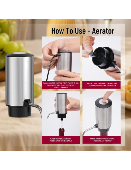 Juego de Abridor de Vino Eléctrico D-DING 4 en 1 Acero Inoxidable Juego de Abridor de Vino Eléctrico D-DING 4 en 1 Acero Inoxidable