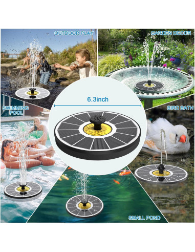 Fuente Solar Yzert para Baño de Aves 3.5W con 7 Boquillas