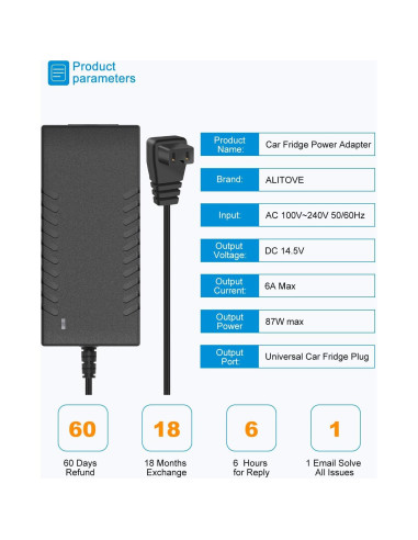 Adaptador de Corriente ALITOVE 12V 87W para Refrigerador de Coche