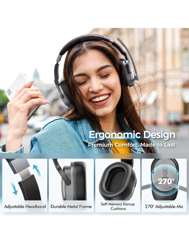 Auriculares Bluetooth COSMUSIS BH654A con Micrófono y 50h
