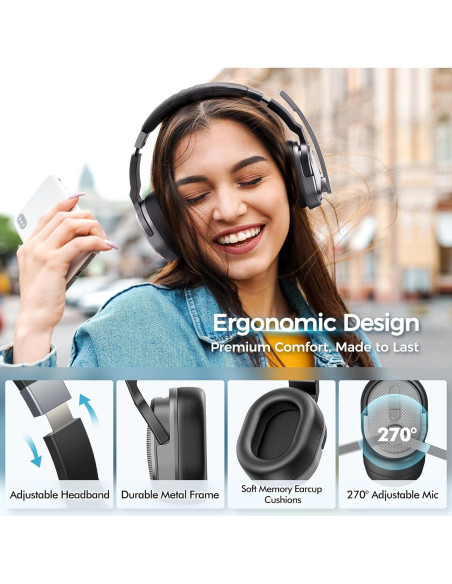 Auriculares Bluetooth COSMUSIS BH654A con Micrófono y 50h Auriculares Bluetooth COSMUSIS BH654A con Micrófono y 50h