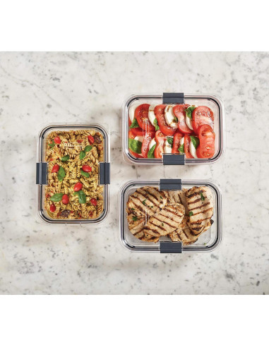 Contenedor de Almacenamiento Rubbermaid Brilliance 9.6L 3 Piezas