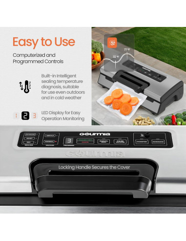 Máquina Selladora al Vacío Gourmia GVS1415 15 L/min Acero Inoxidable