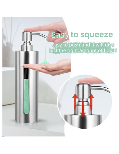 Dispensador de Jabón Acero Inoxidable GLUBEE 200ml Transparente