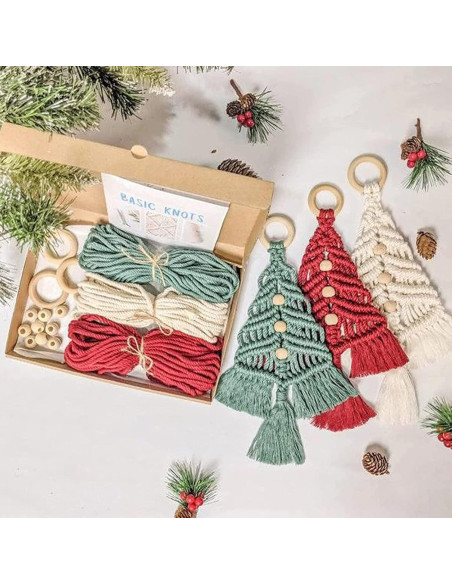 Kit de Macramé Árbol de Navidad DIY Panmall 3 Piezas Kit de Macramé Árbol de Navidad DIY Panmall 3 Piezas