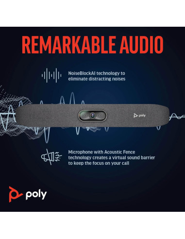Barra de Videoconferencia Poly Studio R30 4K - Cámara y Micrófono para Salas Pequeñas