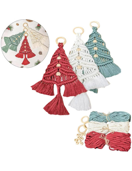 Kit de Macramé Árbol de Navidad DIY Panmall 3 Piezas Kit de Macramé Árbol de Navidad DIY Panmall 3 Piezas