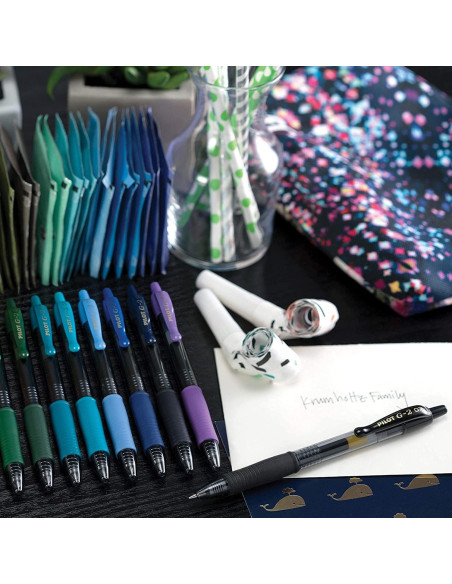 Bolígrafos de Gel Pilot G2, Punta Fina 0.7 mm, Colores Asortidos, Paquete de 8 Bolígrafos de Gel Pilot G2, Punta Fina 0.7 mm, Colores Asortidos, Paquete de 8