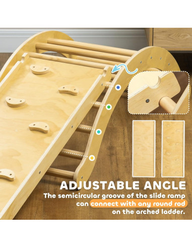 Conjunto de Escalada Montessori Qaba Pikler 4 en 1 Madera 168cm