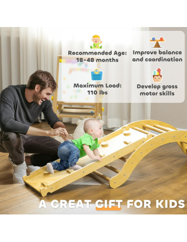 Conjunto de Escalada Montessori Qaba Pikler 4 en 1 Madera 168cm