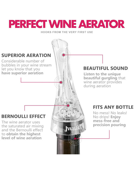 Aireador de Vino Jwalin - Vertedor Sin Goteo para Tintos y Blancos Aireador de Vino Jwalin - Vertedor Sin Goteo para Tintos y Blancos
