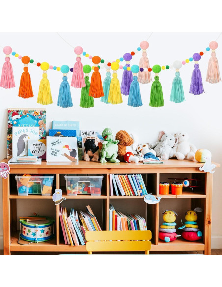 Guirnalda de Pom Pom Arcoíris Janinka 4m con Borlas Coloridas Guirnalda de Pom Pom Arcoíris Janinka 4m con Borlas Coloridas