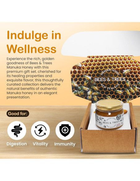 Miel de Manuka Bees & Trees 350+MGO Cruda 380g Nueva Zelanda Miel de Manuka Bees & Trees 350+MGO Cruda 380g Nueva Zelanda