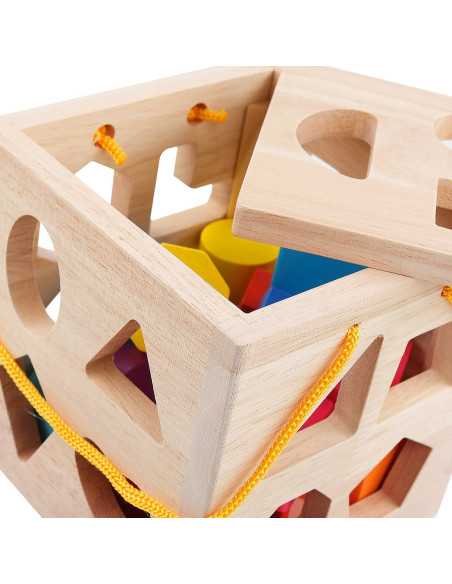 Cubo Clasificador de Formas QZMTOY - Juguete de Madera 19 Piezas Cubo Clasificador de Formas QZMTOY - Juguete de Madera 19 Piezas