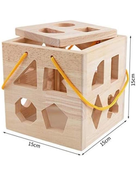 Cubo Clasificador de Formas QZMTOY - Juguete de Madera 19 Piezas Cubo Clasificador de Formas QZMTOY - Juguete de Madera 19 Piezas