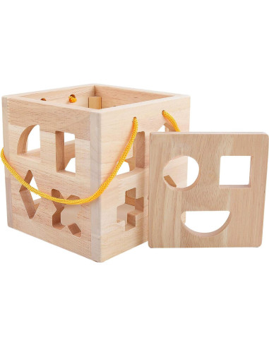 Cubo Clasificador de Formas QZMTOY - Juguete de Madera 19 Piezas