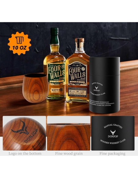 Vasos de Whisky de Madera Carbonizada DONJOP 295ml 2 Pack Vasos de Whisky de Madera Carbonizada DONJOP 295ml 2 Pack