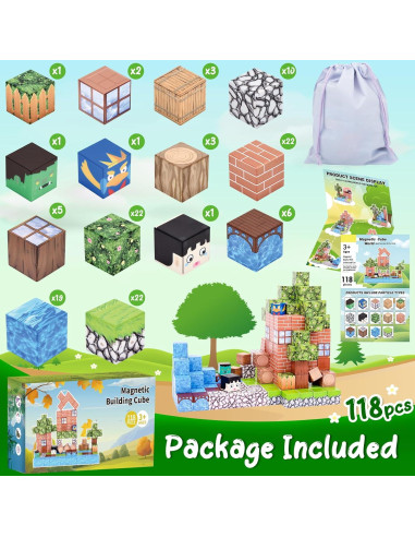 Set de Bloques Magnéticos Ludmila 118PCS - Juguetes STEM 3D