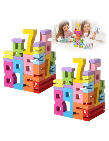 Bloques de Construcción de Números de Madera Zxbaers - 20 Piezas