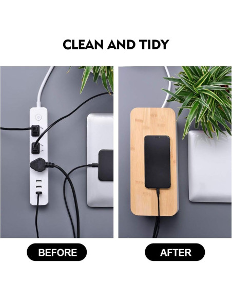 Paquete 2 Cajas Gestión Cables Chouky Madera Blanco Paquete 2 Cajas Gestión Cables Chouky Madera Blanco