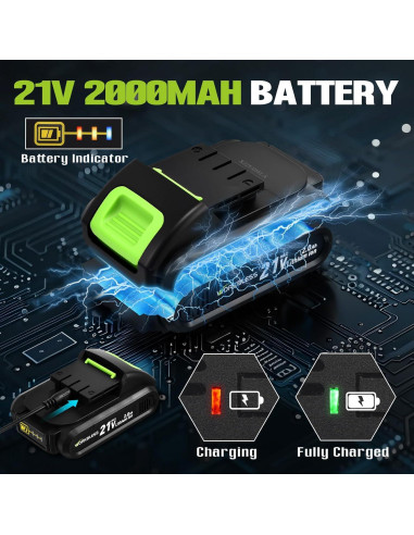 Taladro Inalámbrico WORKBLESS 21V con Batería y 28 Accesorios