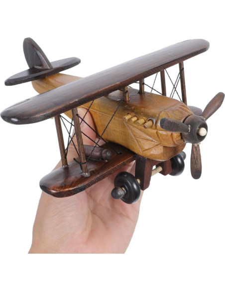 Modelo de Avión de Madera MAGICLULU Vintage 3D 20x20x10cm Modelo de Avión de Madera MAGICLULU Vintage 3D 20x20x10cm