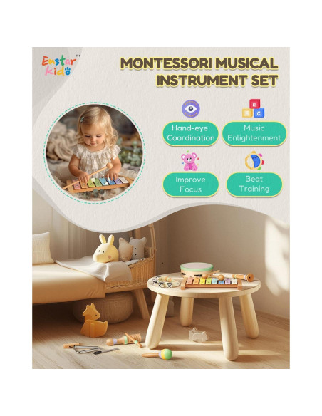 Set de Instrumentos Musicales Montessori Eastar Kido 7 Piezas Set de Instrumentos Musicales Montessori Eastar Kido 7 Piezas