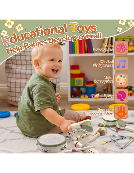 Set de Instrumentos Musicales Montessori TOBENUB 8 en 1 para Bebés Set de Instrumentos Musicales Montessori TOBENUB 8 en 1 para Bebés