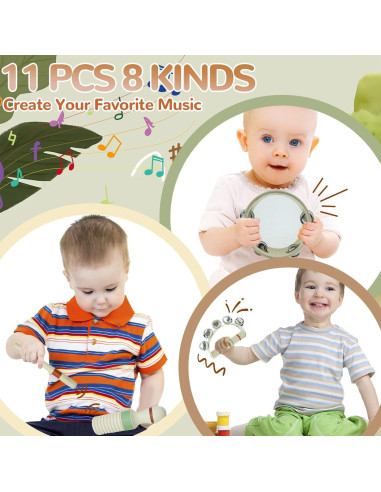 Set de Instrumentos Musicales Montessori TOBENUB 8 en 1 para Bebés