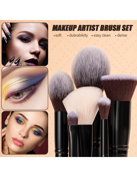 Juego de Pinceles de Maquillaje ZAMEL 15 Piezas Kabuki Juego de Pinceles de Maquillaje ZAMEL 15 Piezas Kabuki