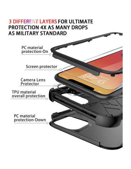 Funda Diverbox para iPhone 11 Protección 3 en 1 Negra Funda Diverbox para iPhone 11 Protección 3 en 1 Negra
