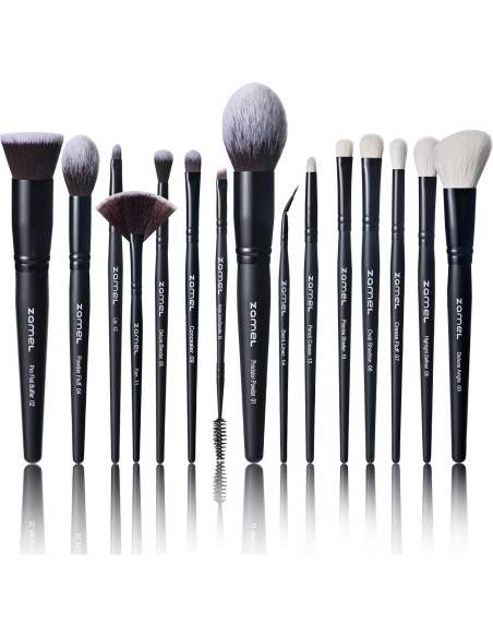 Juego de Pinceles de Maquillaje ZAMEL 15 Piezas Kabuki Juego de Pinceles de Maquillaje ZAMEL 15 Piezas Kabuki
