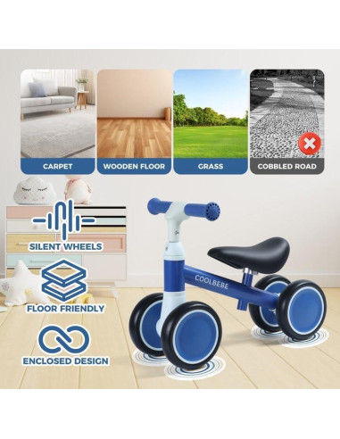 Bicicleta de Equilibrio COOLBEBE para Bebés 12-36 Meses Azul