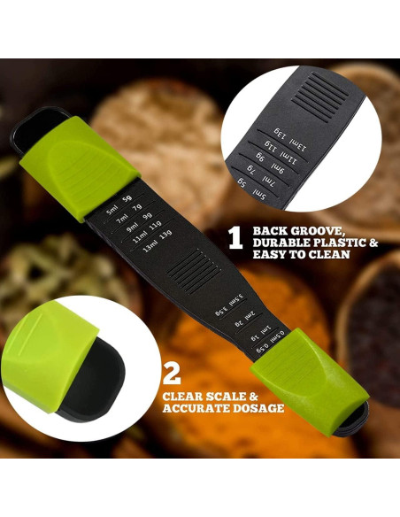 Cuchara Medidora Ajustable Performore 9 en 1 Plástico Verde/Negro Cuchara Medidora Ajustable Performore 9 en 1 Plástico Verde/Negro