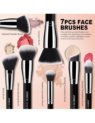 Pinceles de Maquillaje Z'OREYA Set 16 Piezas Fibra Sintética