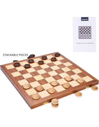 Juego de Mesa Damas Plegable VAMSLOVE 14" con Almacenamiento