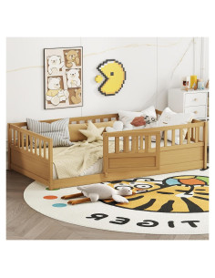 Cama de Piso Twin Bellemave con Alta Cerca y Puerta Natural