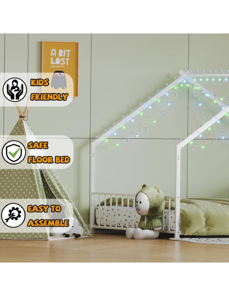 Cama Montessori de Piso Completo Bellemave con Luces LED Cama Montessori de Piso Completo Bellemave con Luces LED